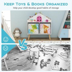 Costzon Kids Dollhouse Bookshelf Wooden Bookcase For Children Toy Storage