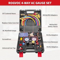 AC Gauges, AC Manifold Gauge Set for R22/R410a/R134a Refrigerant, 4 Way HVAC