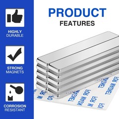 5 Pack Neodymium Magnets – Super Strong 18 lb Pull, Adhesive Backing Strips