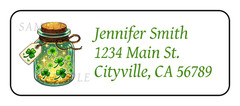 Glowing Shamrock Jar Gold Coin Personalized Return Address Labels Stickers Tags
