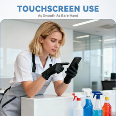 Disposable Nitrile Gloves Large Pack of 100 Black Textured Fingertips Household