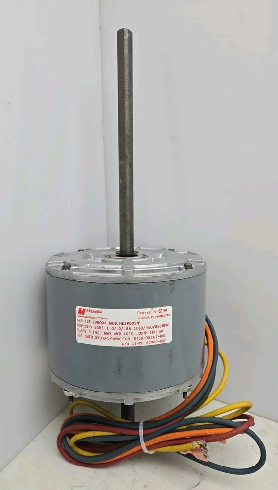 Magnetek HE3PO02N Electric Motor .20 Hp 1Ph 208-230V 60Hz 1080 950 850 Rpm
