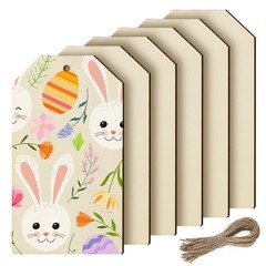 Blulu 6 Pcs Easter Gift Tags for Crafts Large Blank Wood 9.8 x 5.5 Inch