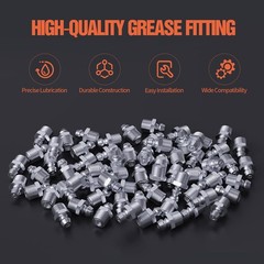 100PC 1/4-28 Zerk Grease Fittings SAE Grease Nipples Wrench Auto Machinery