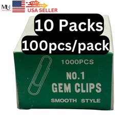 Gem Clips No.1 smooth style , 100 pcs /pack, totel 10 packs=1,000 pcs