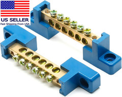 2Pcs Ground Bus Bar Terminal Block, Terminal Positions Wire Screw Terminal Brass