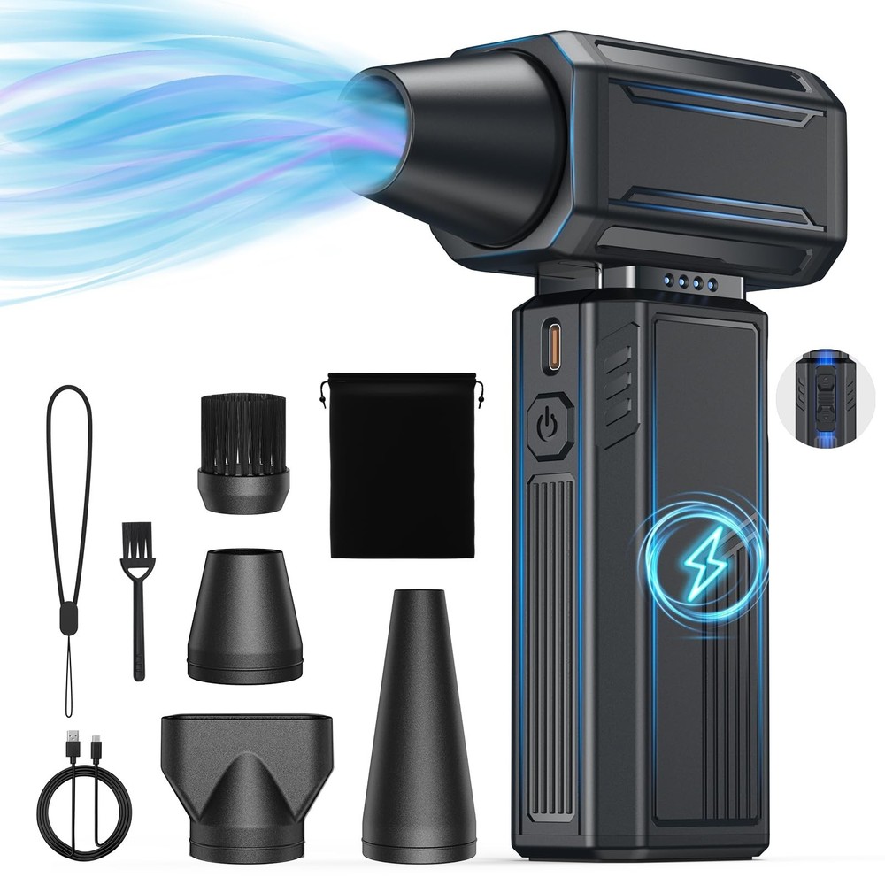 Compressed Air Duster,200000RPM Electric Duster,Stepless Speed Mini Air Blowe…