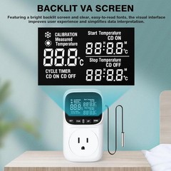 Heavy-Duty 15A Fahrenheit Thermostat Socket with Timer for Greenhouse & Aquarium