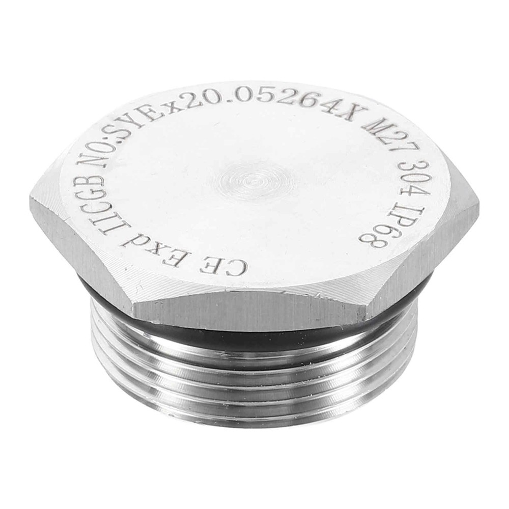 HARFINGTON 304 Stainless Steel Pipe Plug Fitting M27x1.5 M27x1.5, Silver