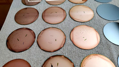 20 Old Historic 1980s 5″ Silicon Conductor Wafers Copper Plated in Original Box
