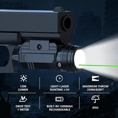 1200 Lumen Pistol Light Laser Combo Green Beam 1200