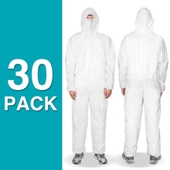 Hazmat Suits 30Pack Disposable Protective Coveralls, Heavy Duty Full Body Painte