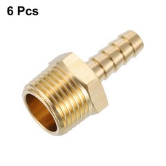 6sets Brass Hose Barb Fittings 5/16″ Barbx1/2″ NPT Male Barb Pipe Fitting