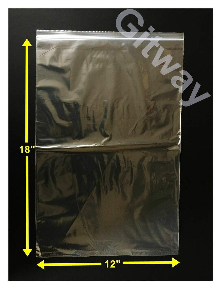 5 pc 12″ x 18″ Reclosable Resealable Zipper Top Lock Clear Plastic Bags 2ML