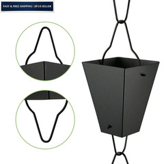 TE DEUM Square Link Rain Chain, 8.5 Feet Length, 3.7inch Big Black-Square