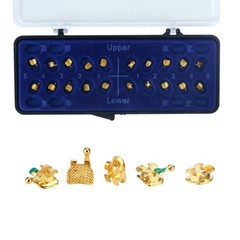 Dental Gold Coated 24K Orthodontic Metal Brackets Mini Roth 022 3-4-5 20Pcs/Set