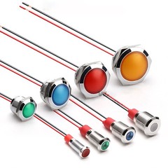 Metal Indicator Light LED Waterproof Small Line Power Signal Light AC/DC 3V-220V
