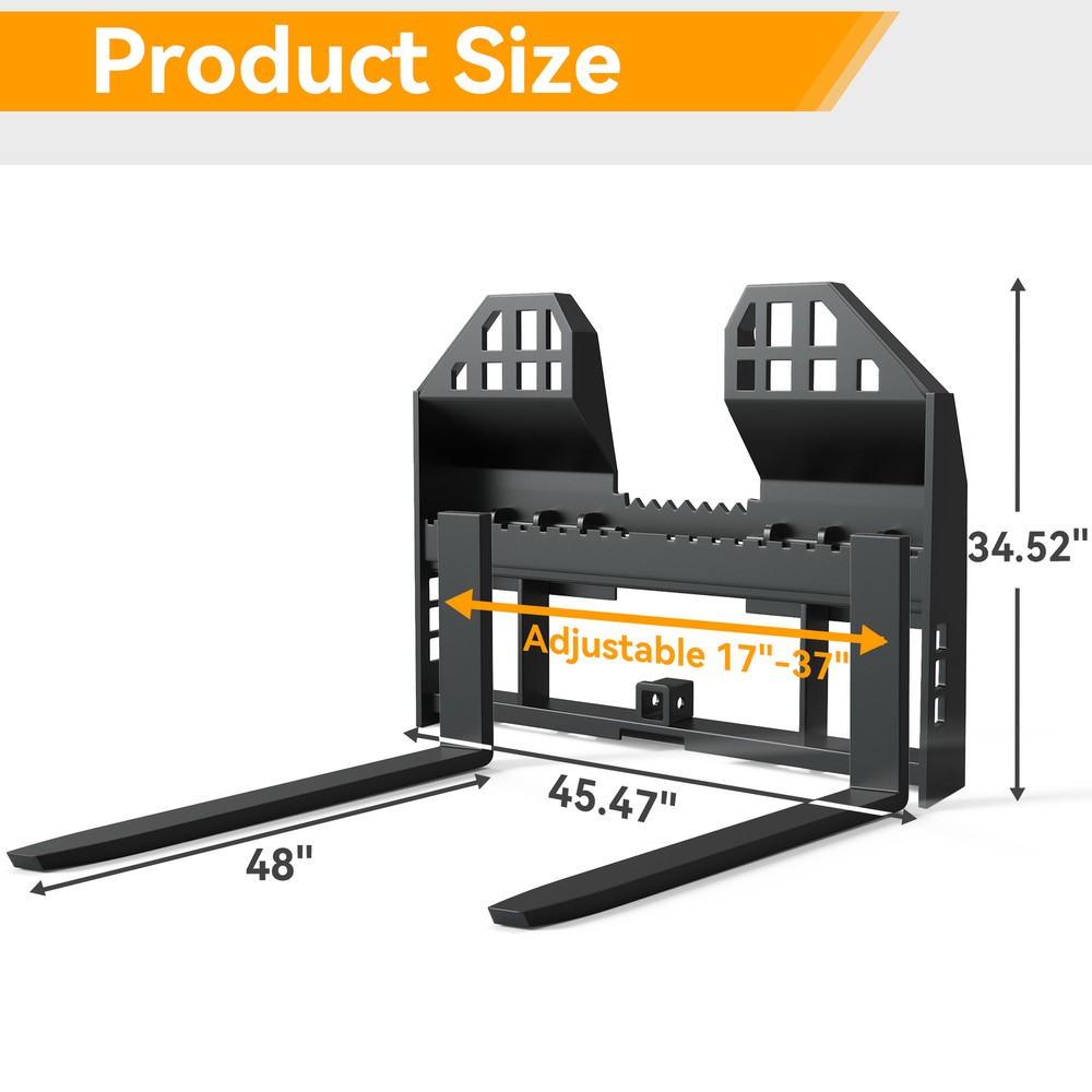46″ Quick Attach Frame for Skid Steer Tractor with 2″ Receiver & Blades 4000 LBS