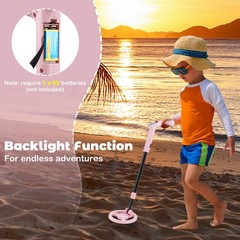 24.5″-33.5″ Metal Detector for Kids with LCD Display IP68 Waterproof Pink