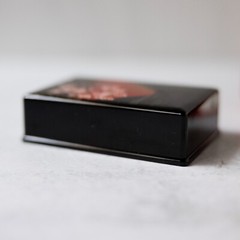 Vintage Lacquer Mount Fuji Cherry Blossom Business Card Holder Japan W/ Box