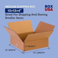 BOX USA Shipping Moving Boxes 13 x 13 x 4 (25-Pack) Flat Corrugated Cardboard Pa