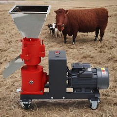 6mm Sheep/Pig Feed Pellet Mill Machine with Stainless Square Hopper 3Roller 220V