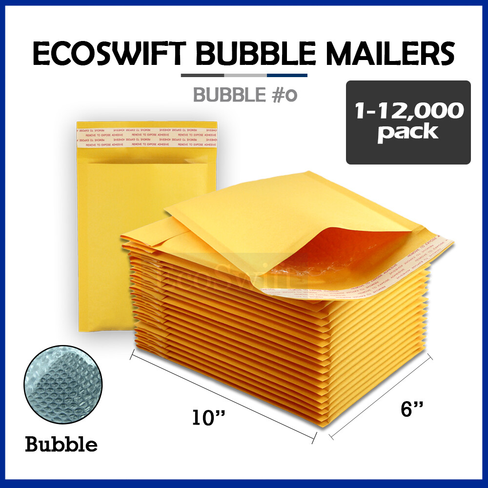 1-12000 #00 5×10 “EcoSwift” Kraft Bubble Mailers Padded Envelope Bags 5″ x 10″