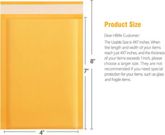 HBlife 50Pcs Bubble Mailers, 4×8 Inches Self Seal Kraft Poly Mailers, Padded Env