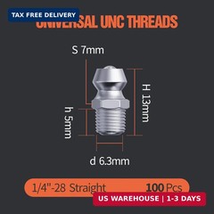 TRILINK 1/4″-28 Zerk Grease Fittings, SAE Grease Nipples with Straight, Grease F