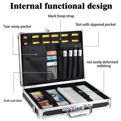 13x10x2.75 Inch Aluminum Briefcase Key Lock Clipboard Storage Box Case Protect