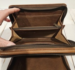 VTG Franklin Covey Brown Full-Grain Leather 2-Zipper Wallet Binder – RARE