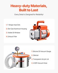 1.5 Gallon Vacuum Chamber 3.5CFM Single Stage Pump Degassing Chamber Kit