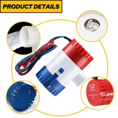 1100GPH 12V Electric Bilge Pump For Boat Marine Submersible Sump Water Transfer