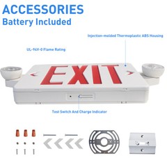 6 Pack LED Exit Sign Emergency Light – Hi Output RED Compact Combo UL-Listed