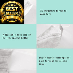 Borje White Disposable Face Masks 100 Pcs 100 Count (Pack of 1),