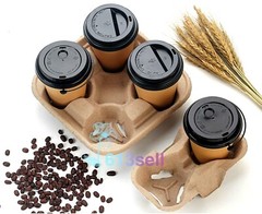 4 Cup & 2 Cup Drink Cup Carrier, Cup Holder, Cup Carry Tray Biodegradable Pulp