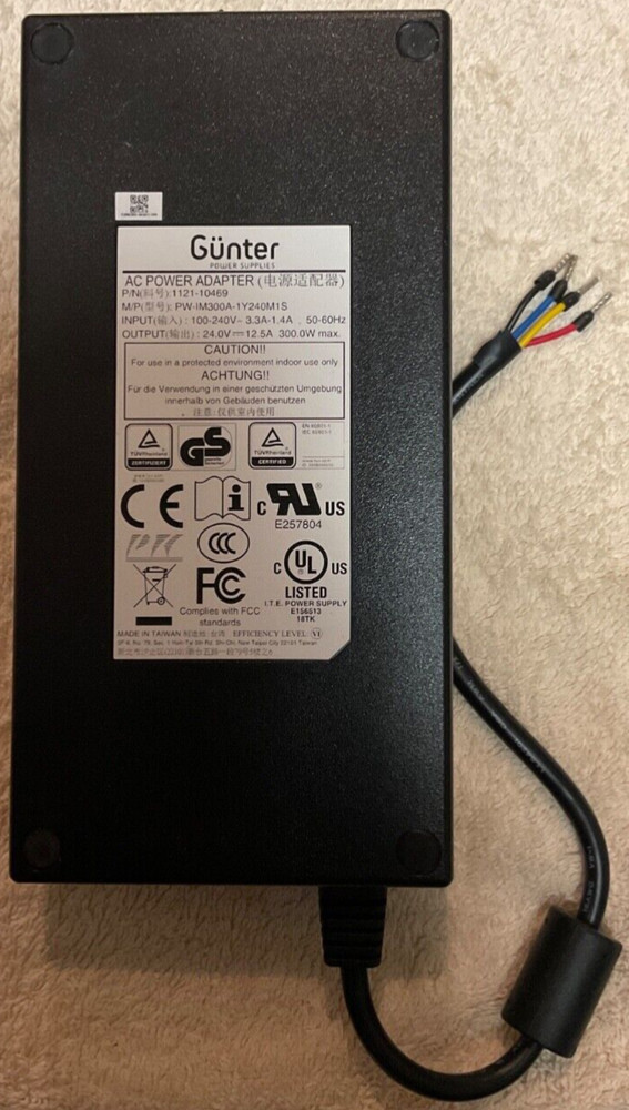 Günter Power Supplies AC Power Adapter 1121-10469 PW-IM300A-1Y240M1S – 24V 12.5A