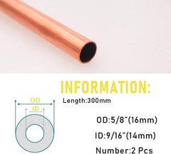 Pure Copper Tubing Kit – 5/8″ OD, 12″ Length, 2 Pcs for Refrigeration, Jewelr…