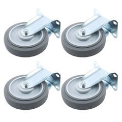 4 Pieces 1400 Pounds Heavy Duty 5″ Industrial Casters Fixed Rubber Casters Grey