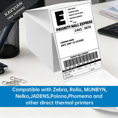 4×6 Thermal Labels 500/Stack, HUOJI Shipping 1 Stack | 500 Labels, White