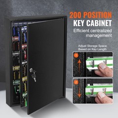 VEVOR 200-Key Cabinet Key Lock Box with Adjustable Racks & Colorful Key Tags