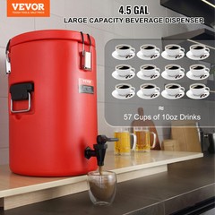 VEVOR Insulated Hot and Cold Beverage Dispenser Server 4.5Gallon Stainless Steel
