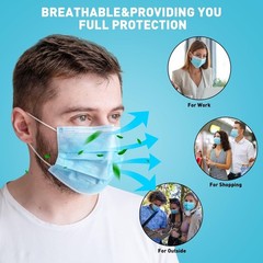 Efficient 3-Ply Blue Disposable Masks – ASTM Level 2, 100 Count, High Filtration