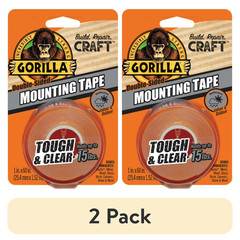 (2 pack) Gorilla Tough & Clear Double-Sided Mounting Tape, 60″ Roll