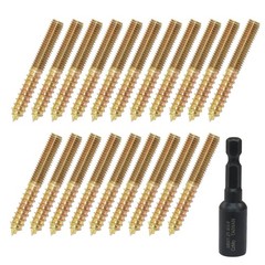 20 PCS M8 x 60mm Hanger Bolts, Double Head, Carbon Steel, Hanger Bolt Driver