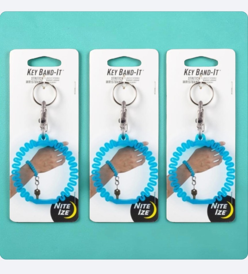 3 pack Nite Ize Band-It 2.5 in. Diameter Plastic Blue Wristband Key Ring