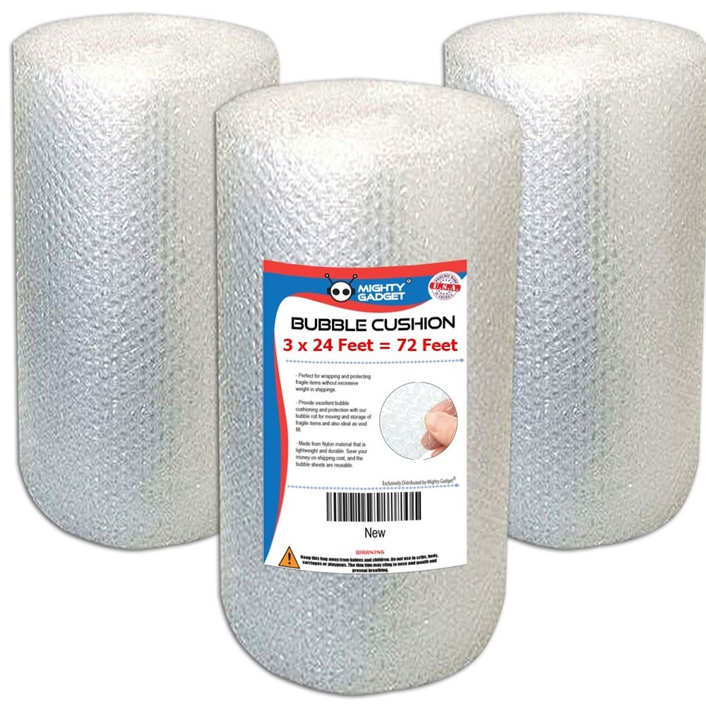 3 Pack Bubble Cushioning Wrap Rolls, Air Bubble, 12 Inch x 72 Feet Total