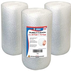 3 Pack Bubble Cushioning Wrap Rolls, Air Bubble, 12 Inch x 72 Feet Total