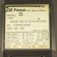 GE Fanuc A06B-0313-B701 91V AC Servo Motor 2000RPM Brake Pulse Coder Need Repair