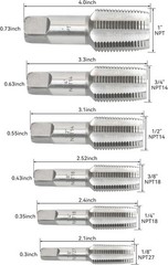 HFS(R) NPT Pipe Tap Set Machine Screw Metric Tap Die Bit 1″,3/4″1/2″3/8″1/4″1/8″